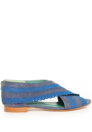 Sarah Chofakian Lauder cross-strap flat sandals - Blue