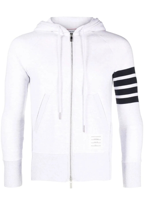 Thom Browne logo-patch stripe-detail hoodie - White