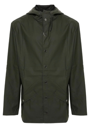 Rains drawstring-hood buttoned rain jacket - Black