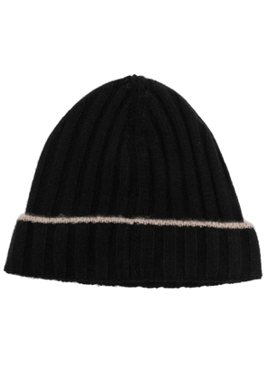 Brunello Cucinelli cashmere ribbed beanie - Black
