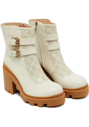 Gucci Pre-Owned canvas leather buckle boots - Neutrals