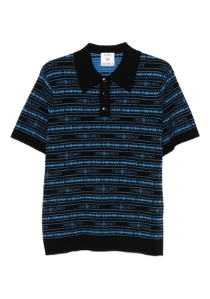 Casablanca branded striped polo shirt - Black