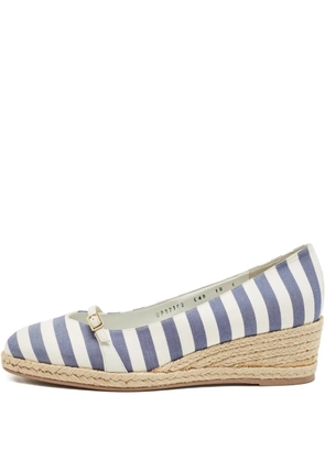 Ferragamo Pre-Owned Audrey striped wedge espadrilles - Blue