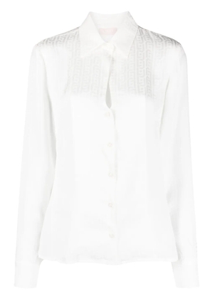 LIU JO monogram-jacquard long-sleeve satin shirt - White