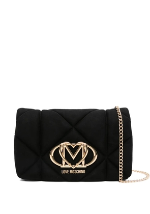 Love Moschino quilted logo-plaque cross body bag - Black