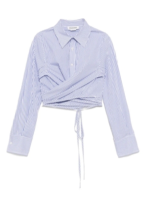 Monse striped long-sleeved wrap cropped shirt - Blue