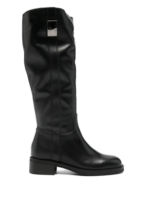 Progetto round-toe leather boots - Black