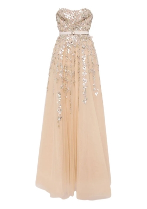 Saiid Kobeisy sequin-embellished tulle gown - Neutrals