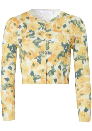 Carolina Herrera floral-print fine-knit cardigan - Yellow