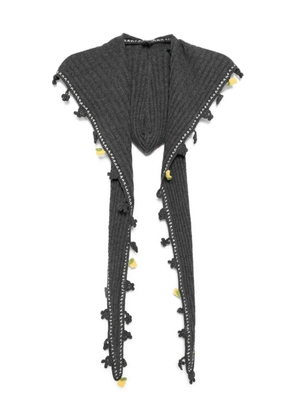 CUDDLEUP lemon-embellished cashmere scarf - Grey