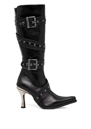 NEW ROCK buckle-detail pointed-toe boots - Black