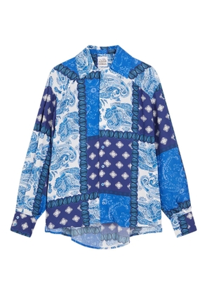 Donde Esteban patchwork-print shirt - Blue