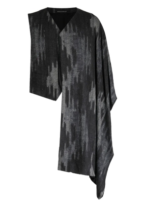 Yohji Yamamoto graphic-print textured asymmetric vest - Black