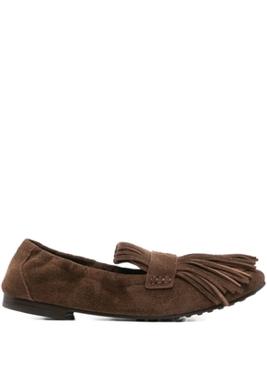 Tory Burch suede tassel ballet flats - Brown