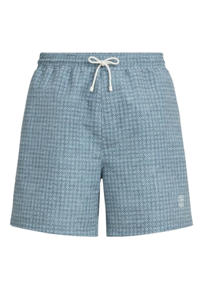 Brunello Cucinelli flower-print swim shorts - Blue