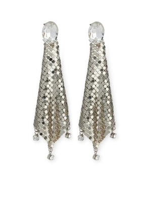 Rabanne crystal-embellished chainmail drop earrings - Silver