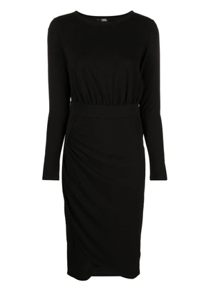 Karl Lagerfeld logo-embroidered long-sleeve jersey dress - Black