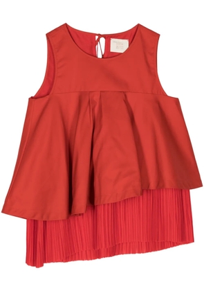 Shanshan Ruan asymmetric ruffled top - Red