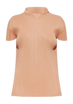 Pleats Please Issey Miyake pleated high-neck blouse - Orange