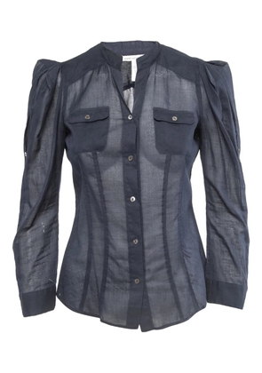 Diane Von Furstenberg Vintage puff-sleeved buttoned shirt - Blue