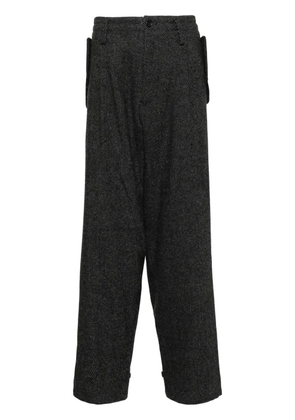 Yohji Yamamoto twill tapered trousers - Black