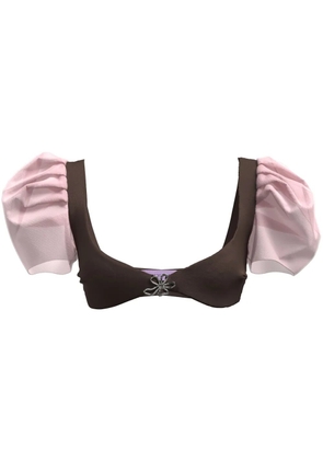 Maccapani Britney puff-sleeve bra top - Brown