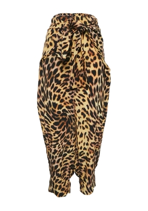 Stella McCartney Pre-Owned leopard-print silk trousers - Brown