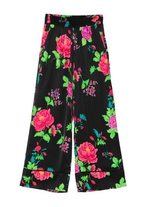 NISSA floral-print elastic-waist trousers - Black