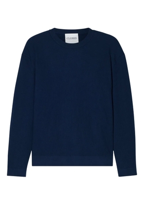 Closed ribbed crew-neck sweater - Blue