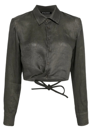 Ottolinger cropped tie-strap linen shirt - Grey