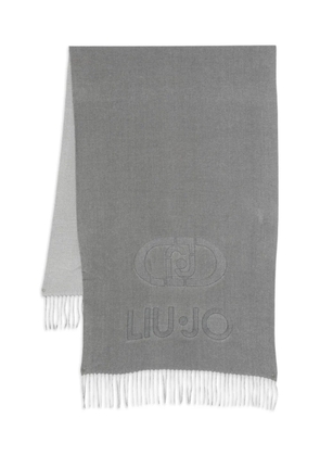 LIU JO logo-embroidered fringe scarf - Grey