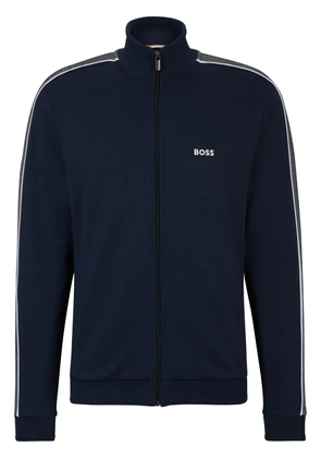 BOSS logo-print zip-up cardigan - Blue