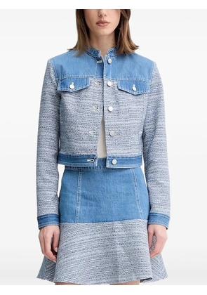 GUESS USA denim-panel tweed jacket - Blue