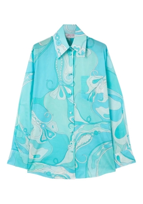 PUCCI Orchidee-print cotton shirt - Blue