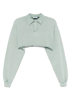 GCDS washed-effect cropped polo shirt - Green