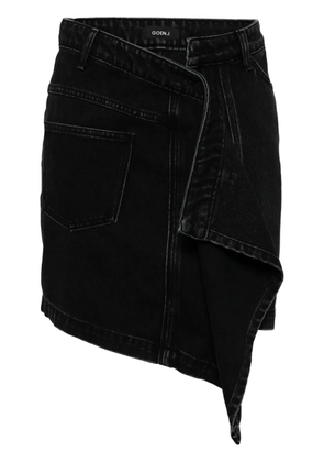 Goen.J asymmetric draped denim skirt - Black