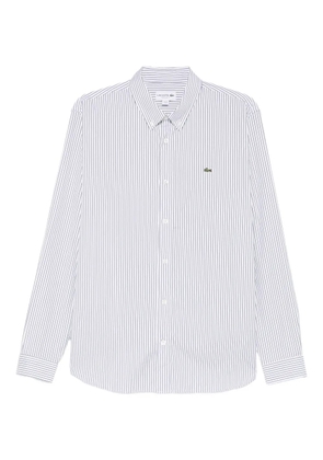 Lacoste striped Logo-patch shirt - White