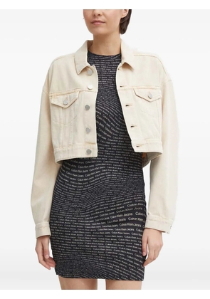 DKNY buttoned logo-print jacket - Neutrals