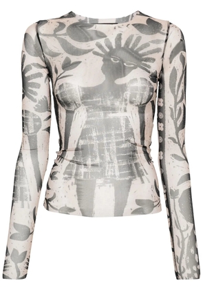 Botter graphic-print mesh T-shirt - Neutrals