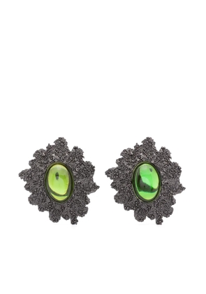 Saint Laurent Pre-Owned 1980s textured clip-on earrings - Grey