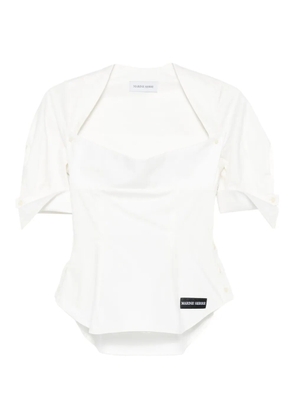 Marine Serre square-neck button-detail blouse - White