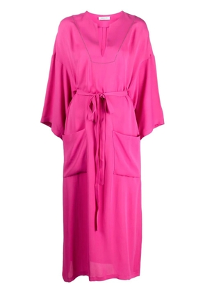 Fabiana Filippi belted long-sleeved midi dress - Pink