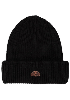 PELO FOUNDATION dog-appliqué beanie - Black