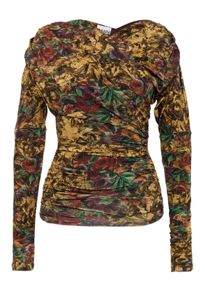 GANNI floral long-sleeve top - Neutrals
