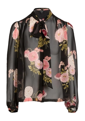 Giambattista Valli floral pussy-bow blouse - Black