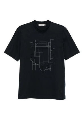 Canali geometric-print T-shirt - Blue