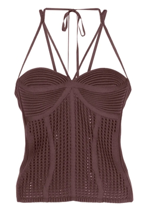 ANDREĀDAMO halterneck knitted top - Brown