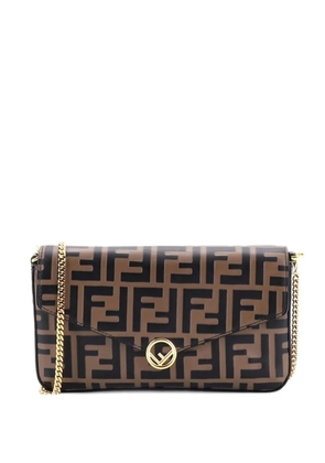 Fendi Pre-Owned F is Fendi Envelope on Chain Zucca Embossed Leather clutch bag - Brown