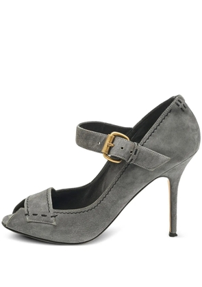 Manolo Blahnik 110mm suede buckle pumps - Grey