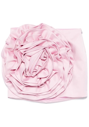 ROTATE BIRGER CHRISTENSEN floral-appliqué satin mini skirt - Pink